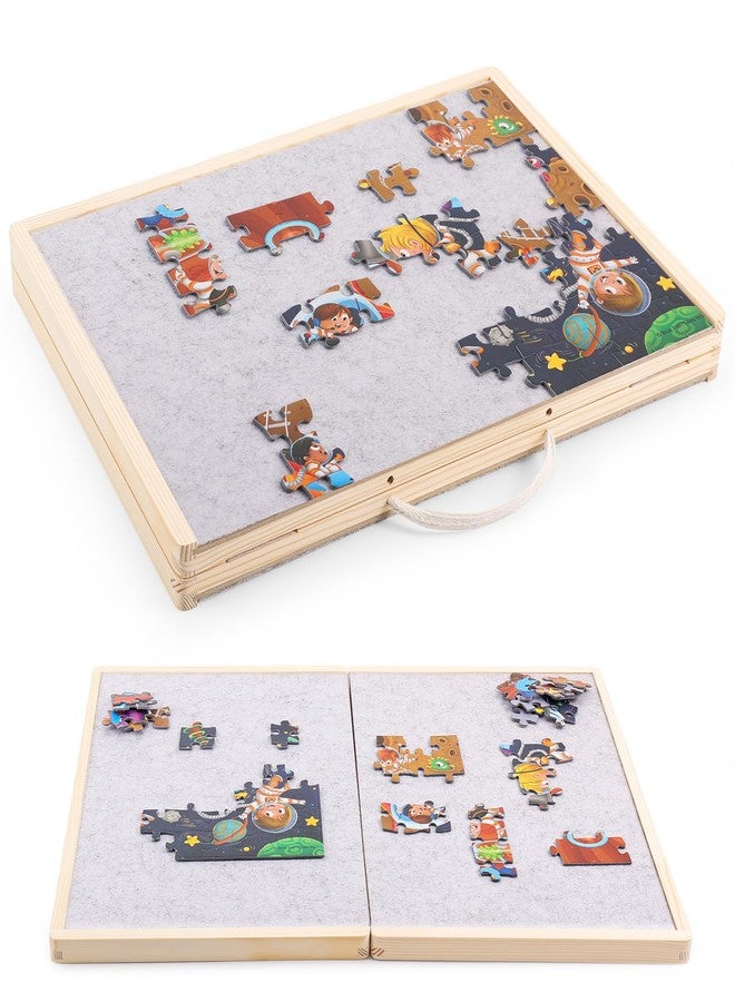 Woodtoe Small Puzzle Board with 2 Sizes, 16.1'' x 11.4'' Puzzles Board for 100 Piece, 16.1'' x 22.8'' Puzzle Table for 300 500 Jigsaw Puzzles, Wooden Felt Puzzle Tray for Kids 3+ - Image 1